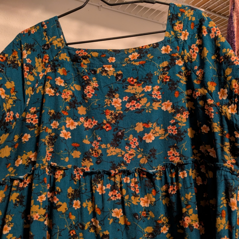 Vibrant Floral Teal Dress